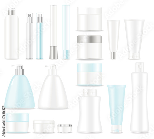 Blank cosmetic tubes on white background