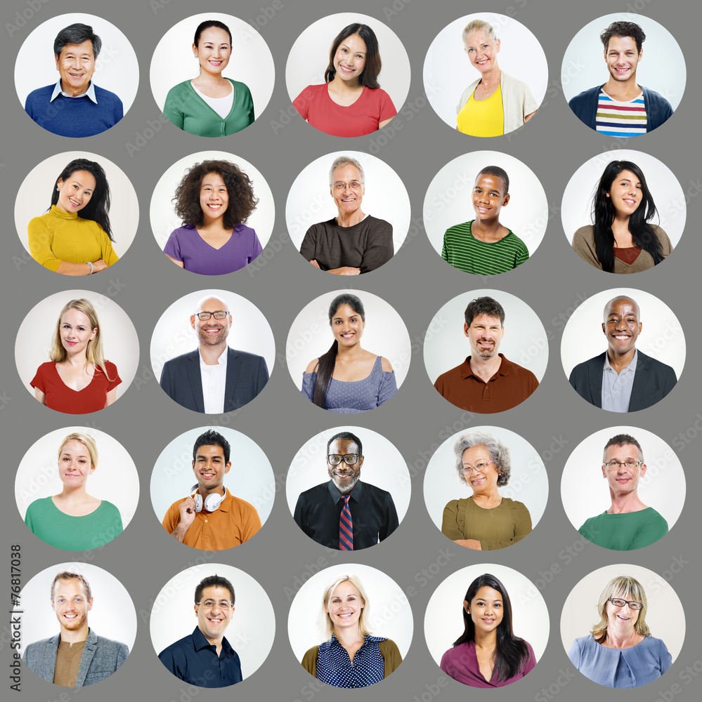 People Faces Portrait Multiethnic Cheerful Group Concept People Faces Portrait Multiethnic Cheerful Group Concept