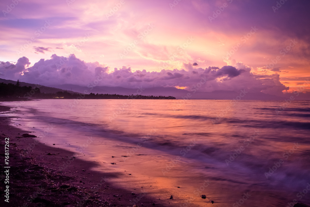 Vibrant tropical sunset at Bali indonesia