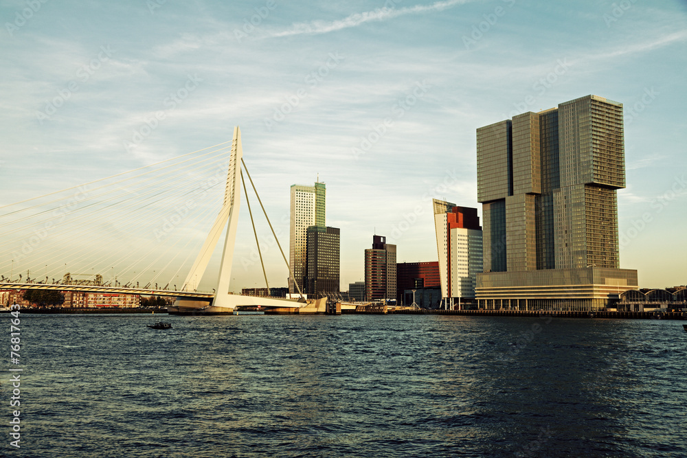 Rotterdam skyline with Erasmus Bridge