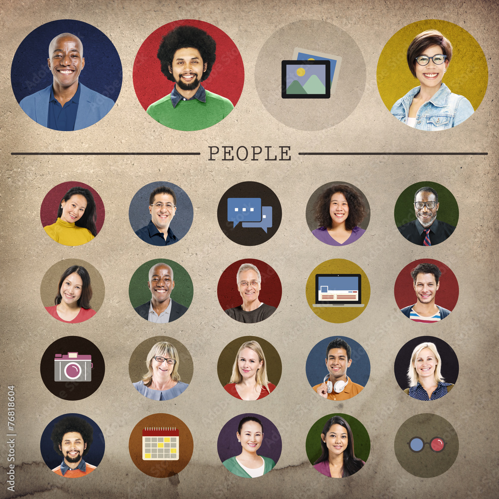 Fototapeta premium Diverse Multi Ethnic People Technology Media Concept