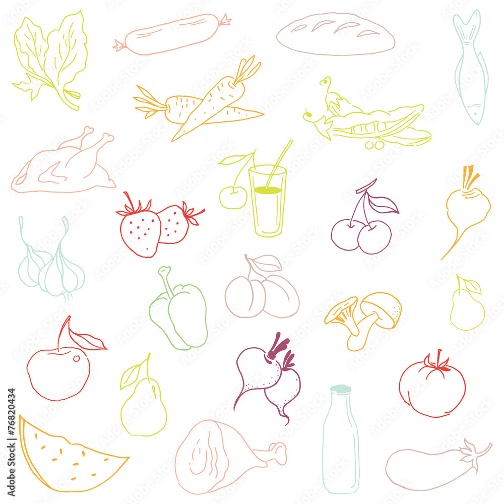 Obraz premium Seamless pattern-hand drawn food. Vector