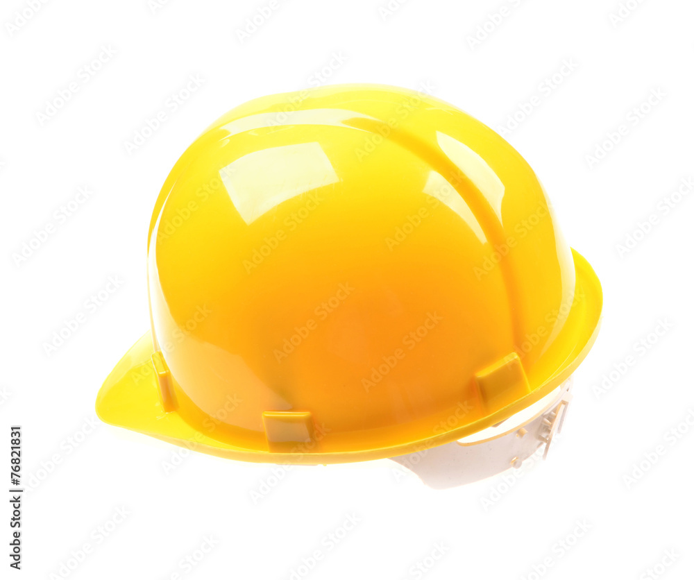 Fototapeta premium Yellow safety helmet on white background