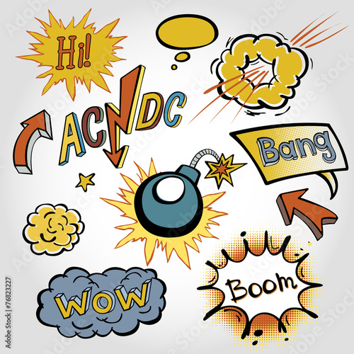 comic cloud, vector, wow, design, bang, boom, collection