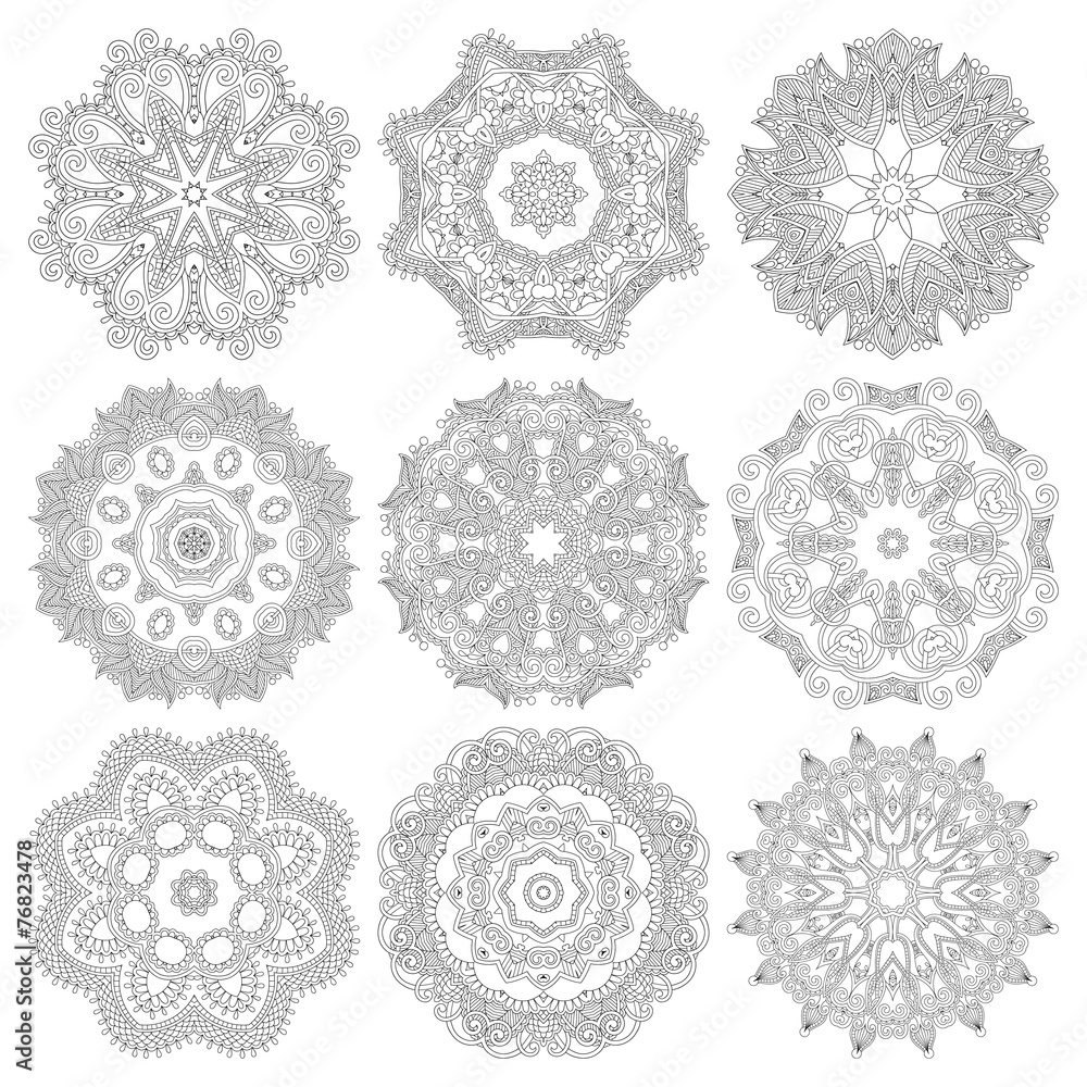 Circle lace ornament, round ornamental geometric doily pattern Circle lace ornament, round ornamental geometric doily pattern