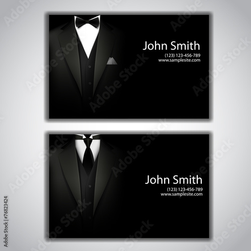 Business cards with elegant suit and tuxedo.