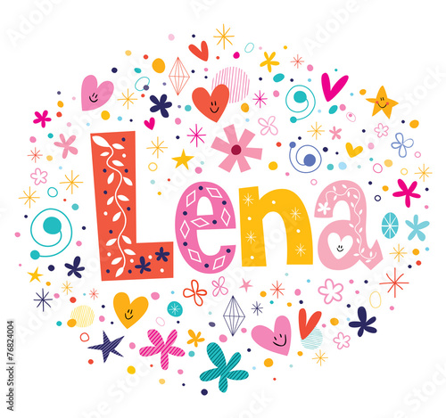 Lena female name design decorative lettering type
