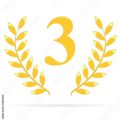 Lauriers 3 gold sur fond blanc