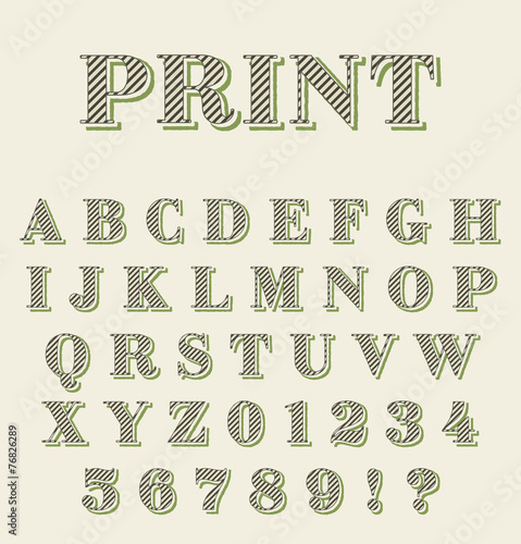 Print technique retro alphabet