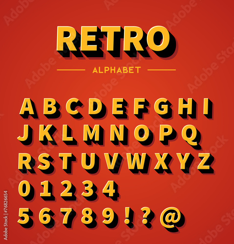Retro 3d alphabet with shadow