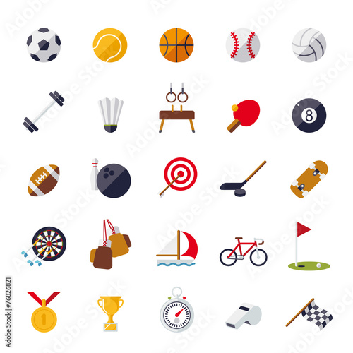 flat design sports and gymnastics vector icons set