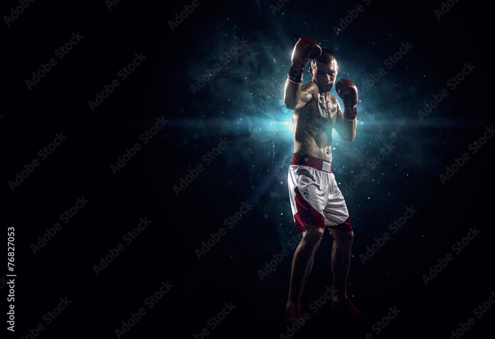 Professionl boxer in the dark