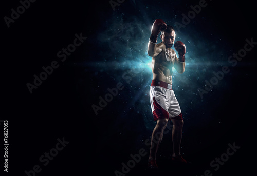 Professionl boxer in the dark