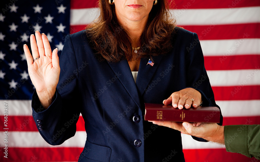 Ταπετσαρία Politician: Woman Taking an Oath on the Bible