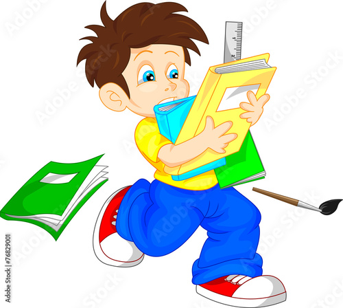 cute boy with books