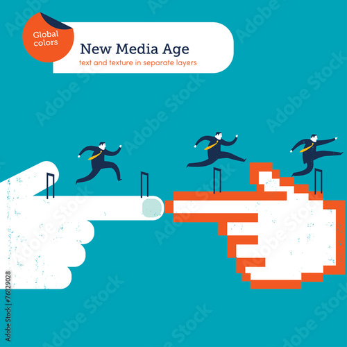 Hands in the pointed position with businessmen and steeplechase
