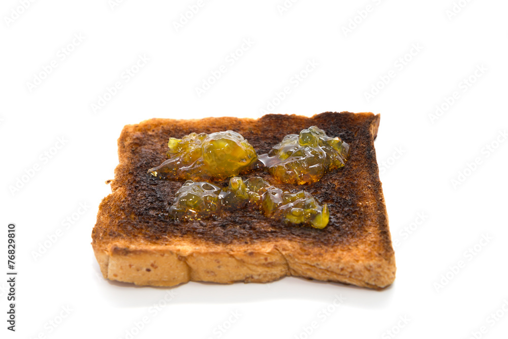 Burnt toast slice isolated on white background Burnt toast slice isolated on white background