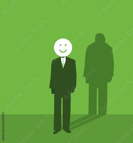 Businessman smiling but in reality sad