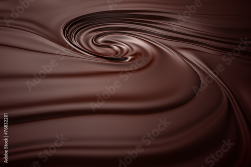 Valokuvatapetti Chocolate swirl background. Clean, detailed melted choco mass.