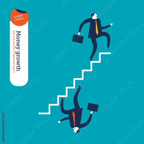 Businessman going up the stairs businessman going down