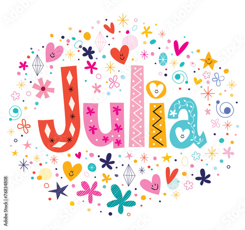 Julia female name decorative lettering type design photo