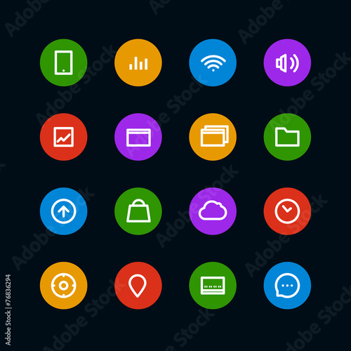 Different color interface icons set. Design elements