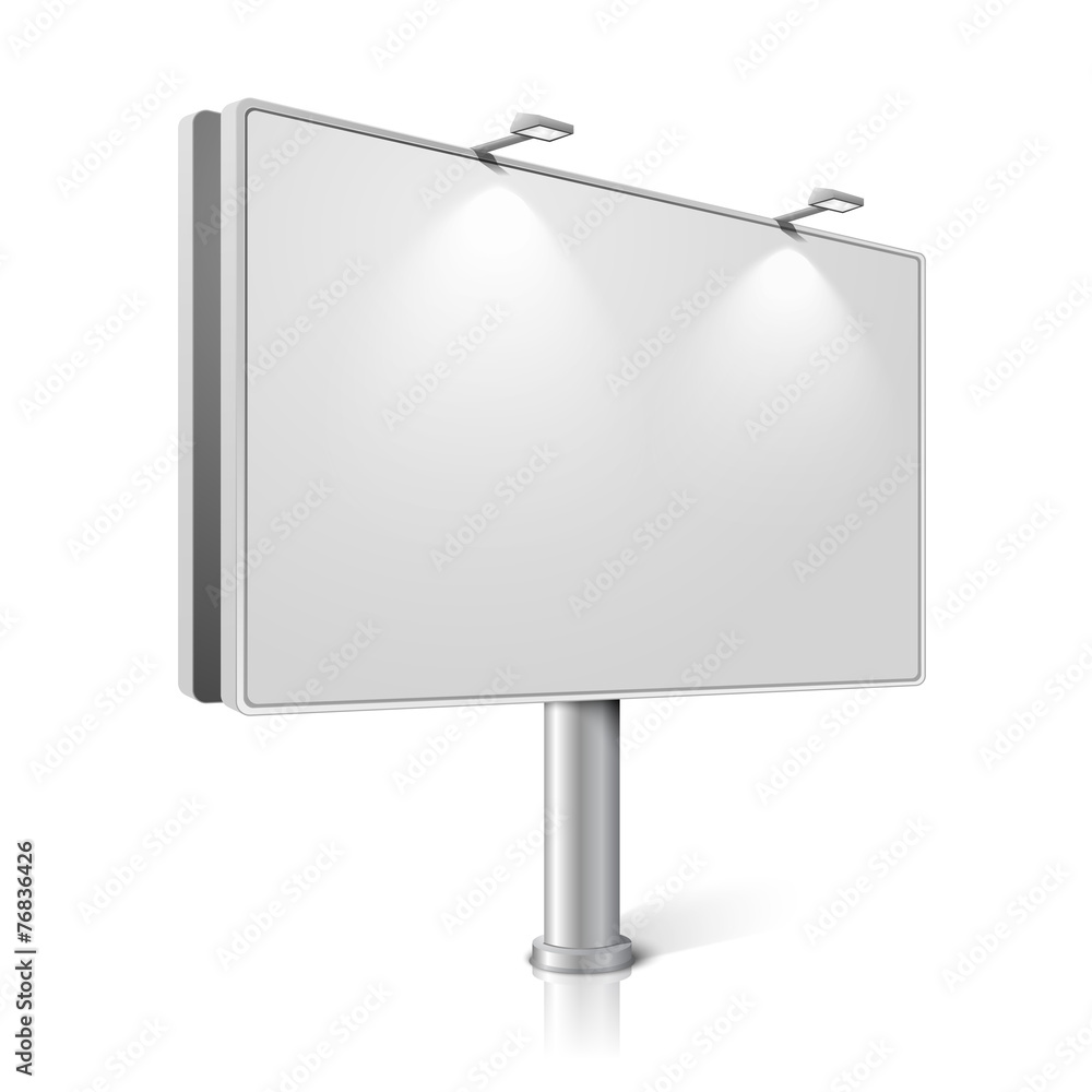 Vector city billboard with lamps, isolated on white background. - obrazy, fototapety, plakaty 
