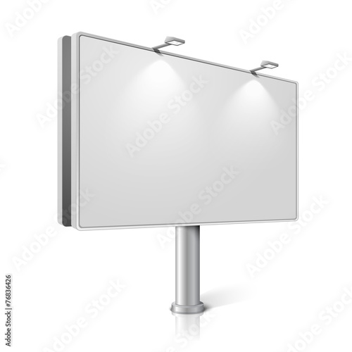 Vector city billboard with lamps, isolated on white background.