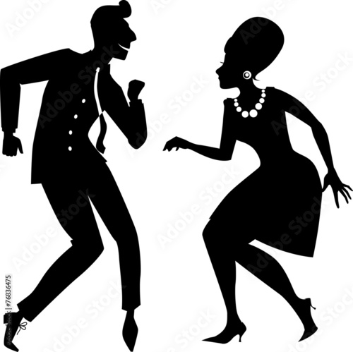 Couple dancing twist silhouette