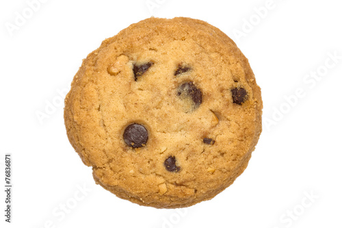 Chocolate chips cookie isolated white background