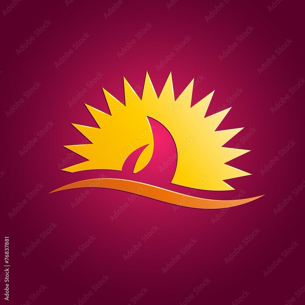 Vector sign seaside holidays with sailboat Vector sign seaside holidays with sailboat