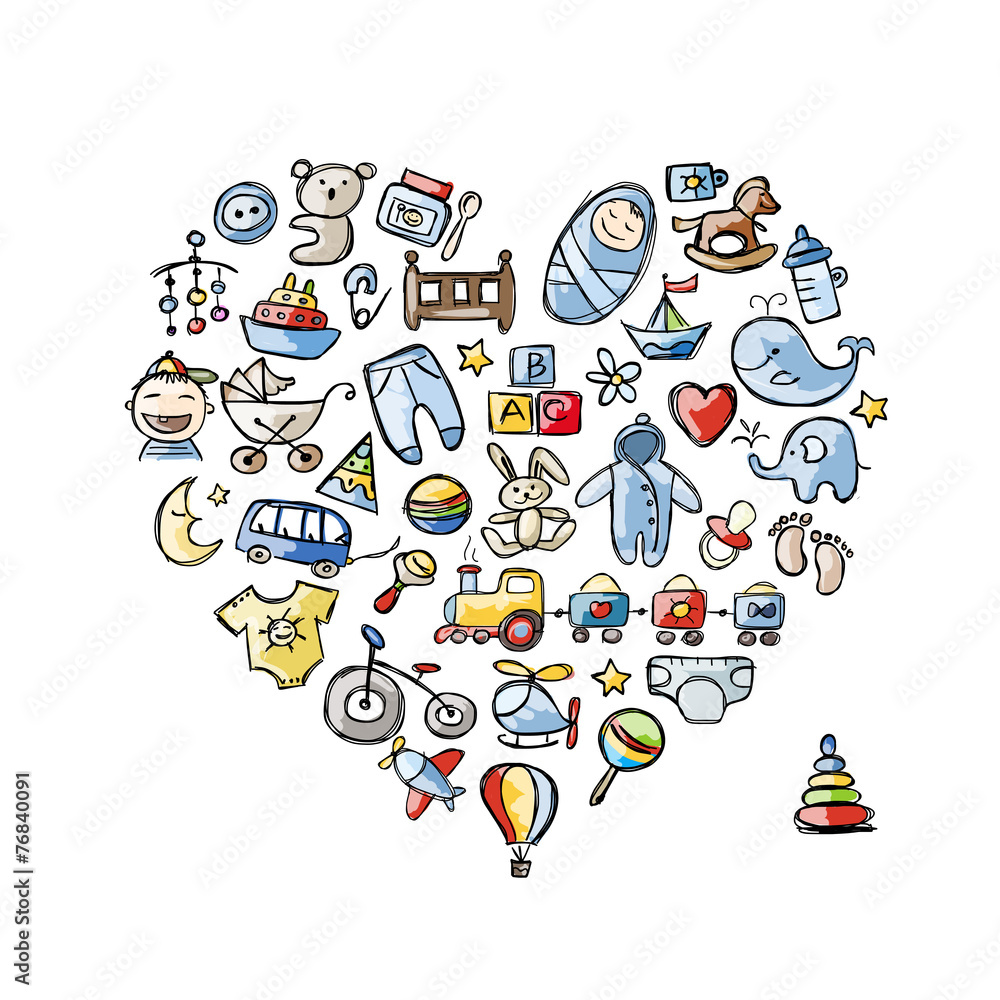 Heart shape design with toys for baby boy Heart shape design with toys for baby boy