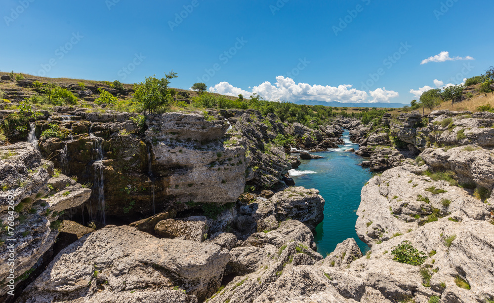 Cijevna river flows between rocks