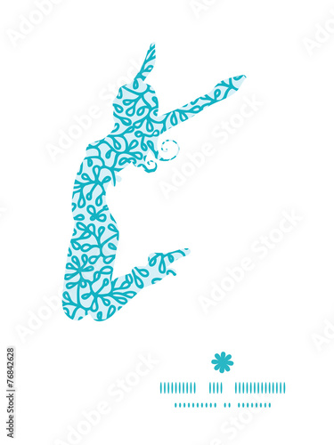 Vector abstract underwater plants jumping girl silhouette