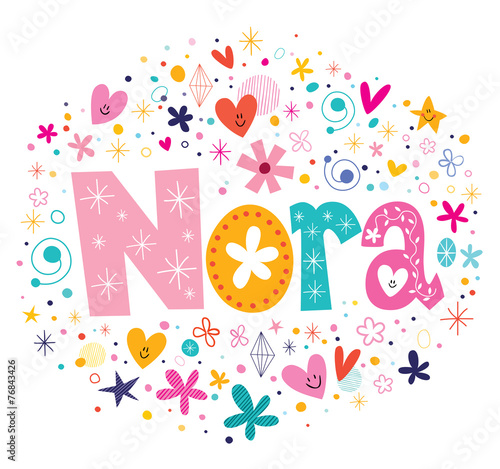 Nora female name design decorative lettering type