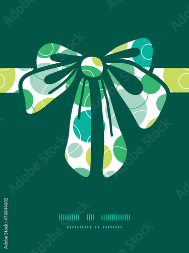 Vector abstract green circles gift bow silhouette pattern frame