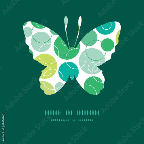 Vector abstract green circles butterfly silhouette pattern frame