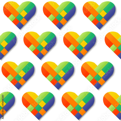 Paper stripe weaving color heart seamless pattern.