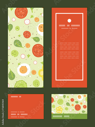 Vector fresh salad vertical frame pattern invitation greeting