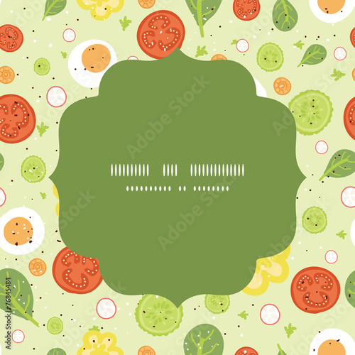 Vector fresh salad circle frame seamless pattern background
