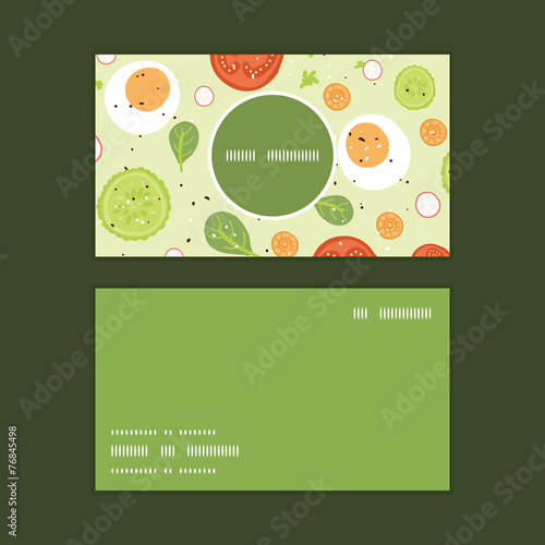 Vector fresh salad vertical round frame pattern business cards