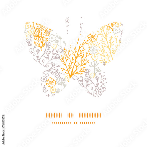 Vector magical floral butterfly silhouette pattern frame