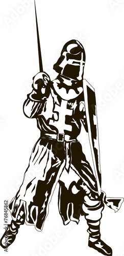 Medieval knight with sword and shie vector photo