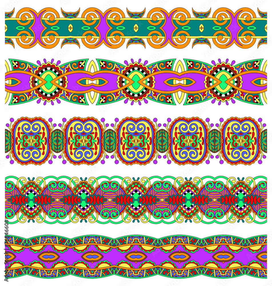 ethnic floral paisley stripe pattern, border set