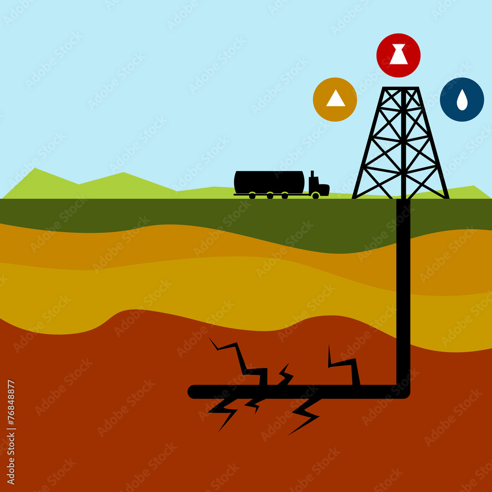 Naklejka premium Fracking Oil Diagram