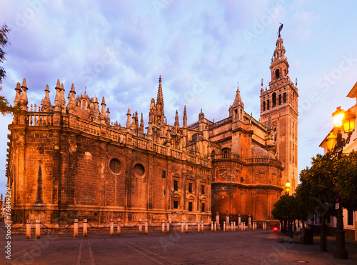  twilight view of Cathedral of Seville