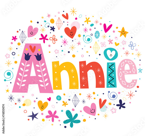 Annie girls name decorative lettering type design