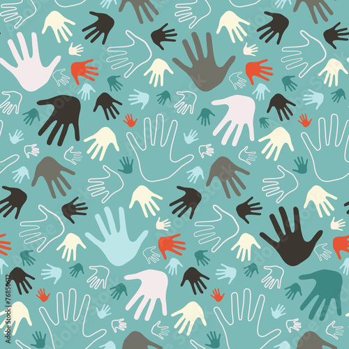 Palm Hand Seamless Vector Retro Pattern