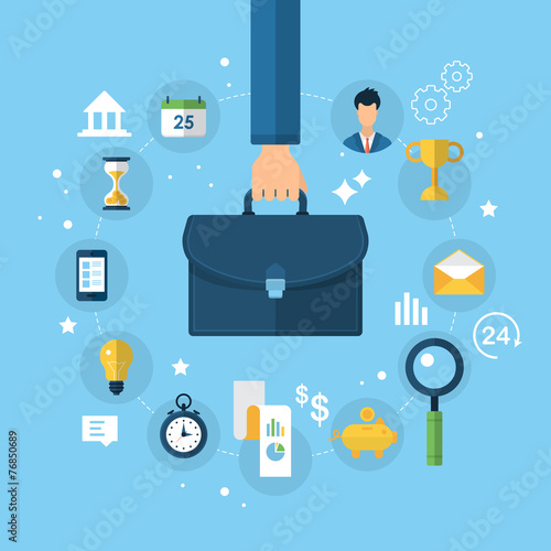 Business and management strategy concept with flat icons
