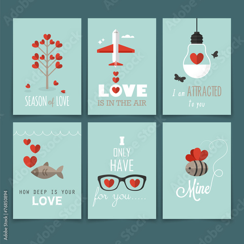 Valentine's day greeting card design in flat modern style